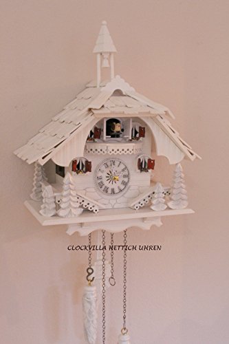 CLOCKVILLA HETTICH UHREN Weiße Schwarzwälder Kuckucksuhr Schwarzwaldhaus Quarzwerk weiß mit Glockenturm von CLOCKVILLA HETTICH-UHREN