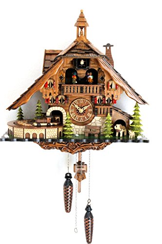 CLOCKVILLA HETTICH-UHREN Schwarzwälder Kuckucksuhr Schwarzwaldhaus Quarz bewegliche Eisenbahn Zug Musik von CLOCKVILLA HETTICH-UHREN