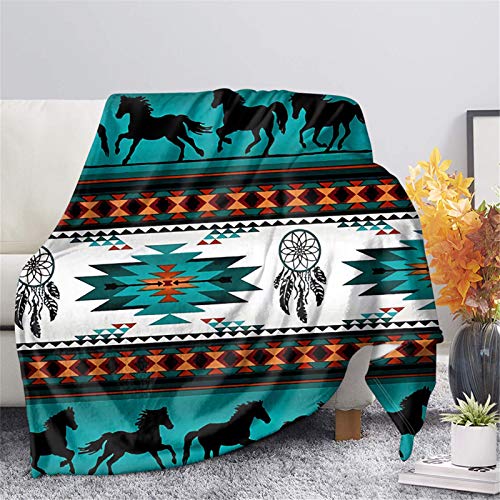 CLOHOMIN Southwest Indianer-Flanell-Mikrofaser-Überwurfdecke, indisches Stammes-, Azteken-Geometrie, rotes Muster, Reisedecke, Couch, Bett, Plüschdecke von CLOHOMIN