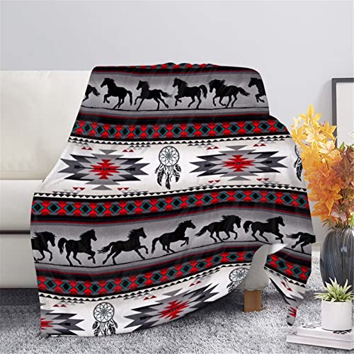 CLOHOMIN Traumfänger-Druck Sofadecke Südwesten Schlafzimmer Wohnzimmer Couch Überwurfdecke Leichte Flanell Mikrofaser Decke Aztekenpferd Indianerdrucke von CLOHOMIN