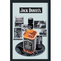 Jack Daniel's Spiegel Bottle & Destillery Wandspiegel mit schwarzer Kunststoffrahmung in Holzoptik. von CLOSE UP