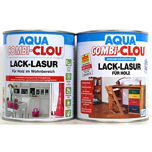 0,375L Clou L17 Aqua Combi Clou Lack Lasur taubenblau Holzlasur Holz von CLOU