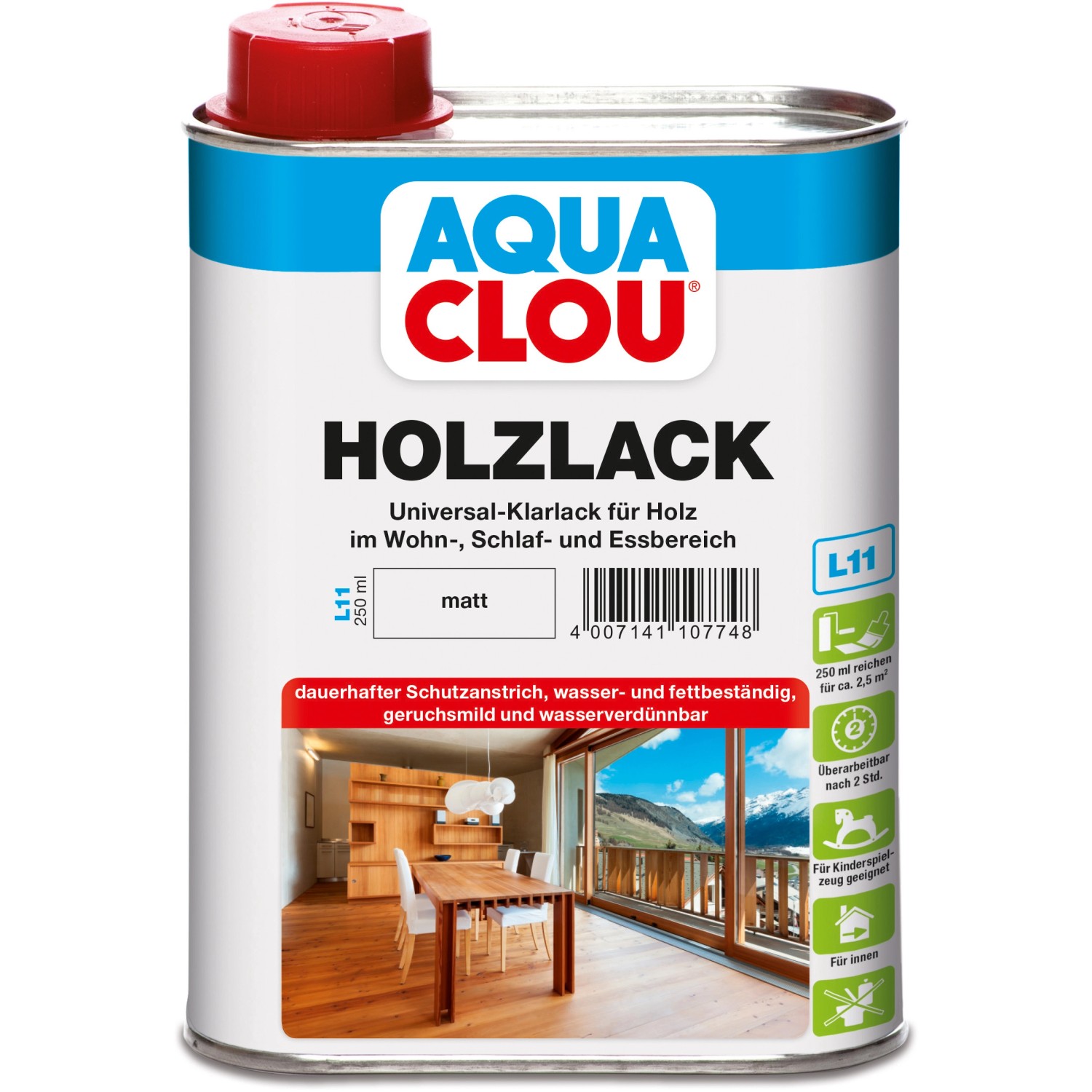 Aqua Clou Holzlack Transparent matt 250 ml von CLOU