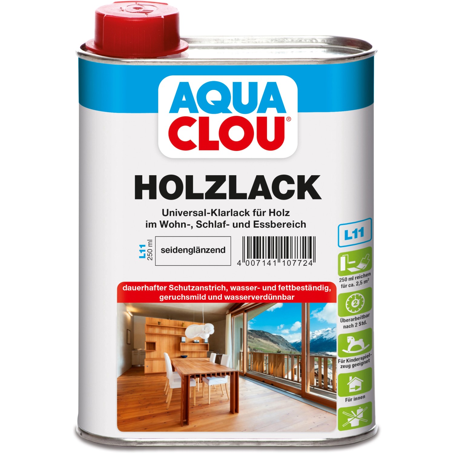 Aqua Clou Holzlack Transparent seidenglänzend 250 ml von CLOU