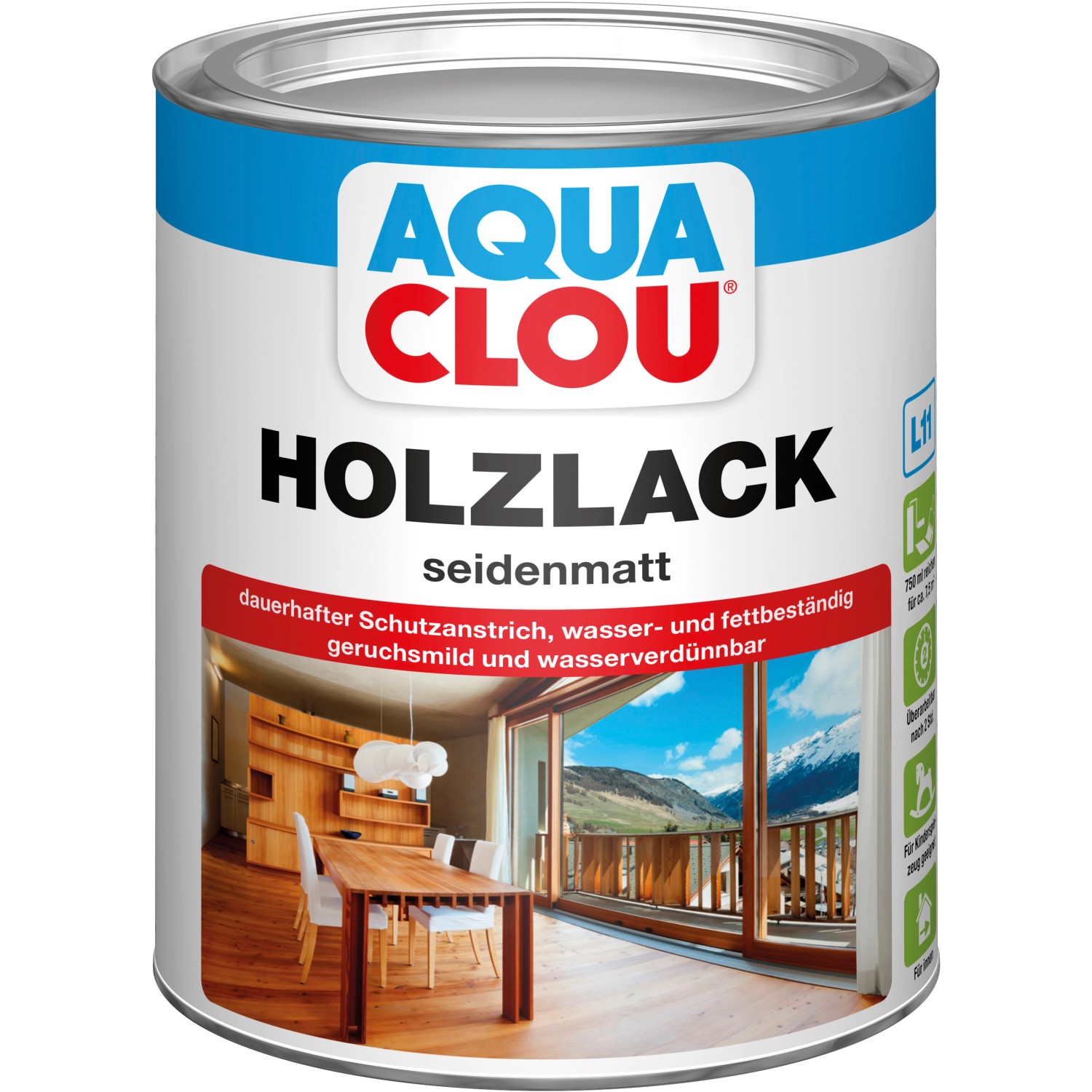 Aqua Clou Holzlack Transparent seidenmatt 750 ml von CLOU