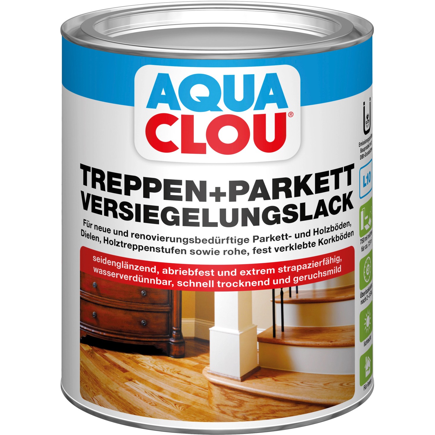 Aqua Clou Treppen+Parkett Versiegelungslack seidenglänzendl 750 ml von CLOU