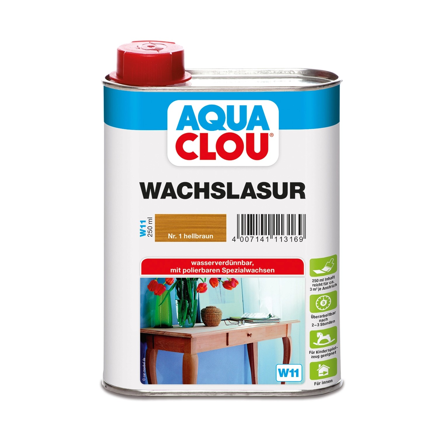 Aqua Clou Wachslasur Hellbraun 250 ml von CLOU