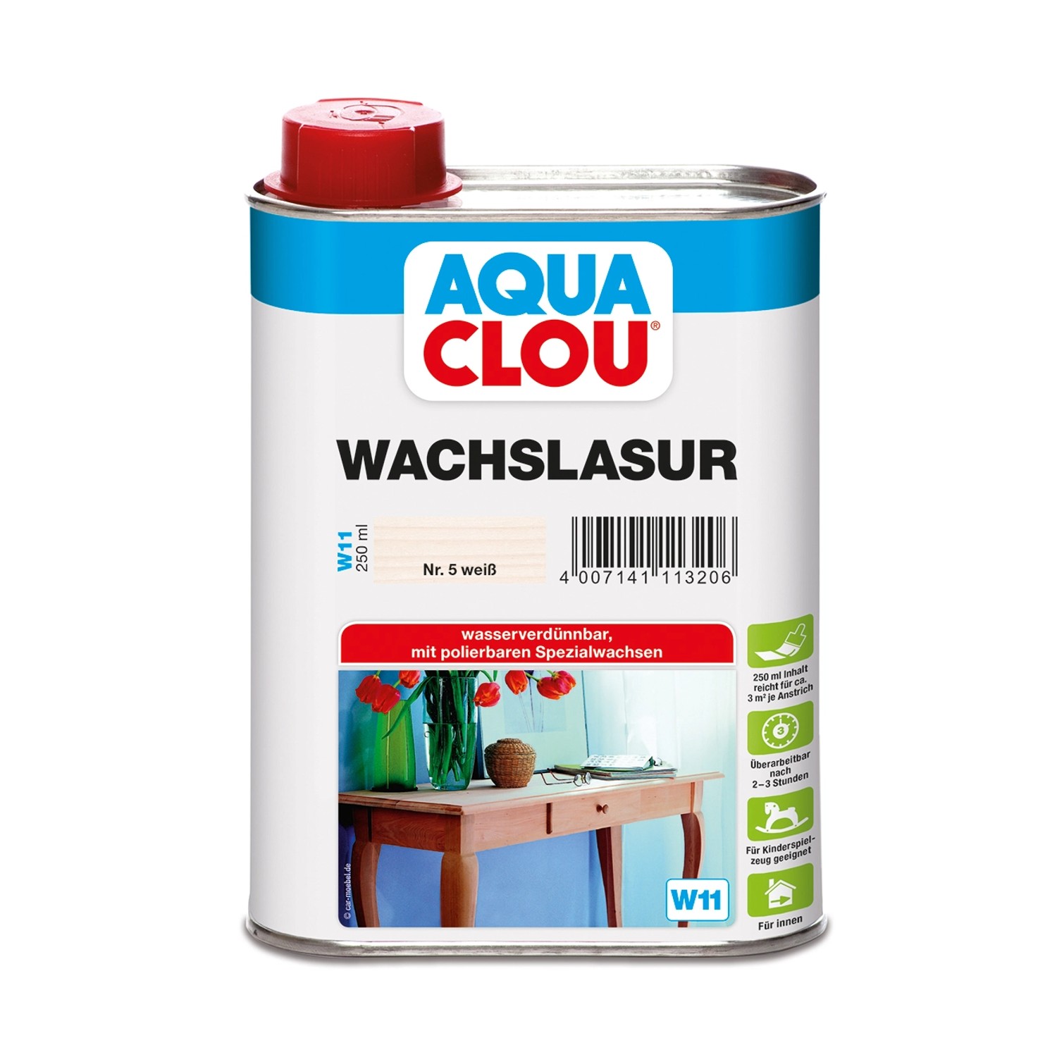 Aqua Clou Wachslasur Weiß 250 ml von CLOU