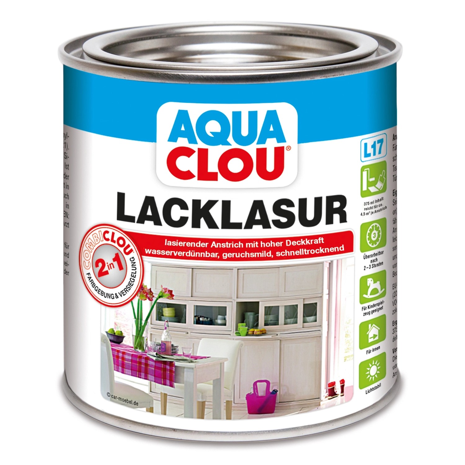 Aqua Combi-Clou Lack-Lasur Buche 375 ml von CLOU