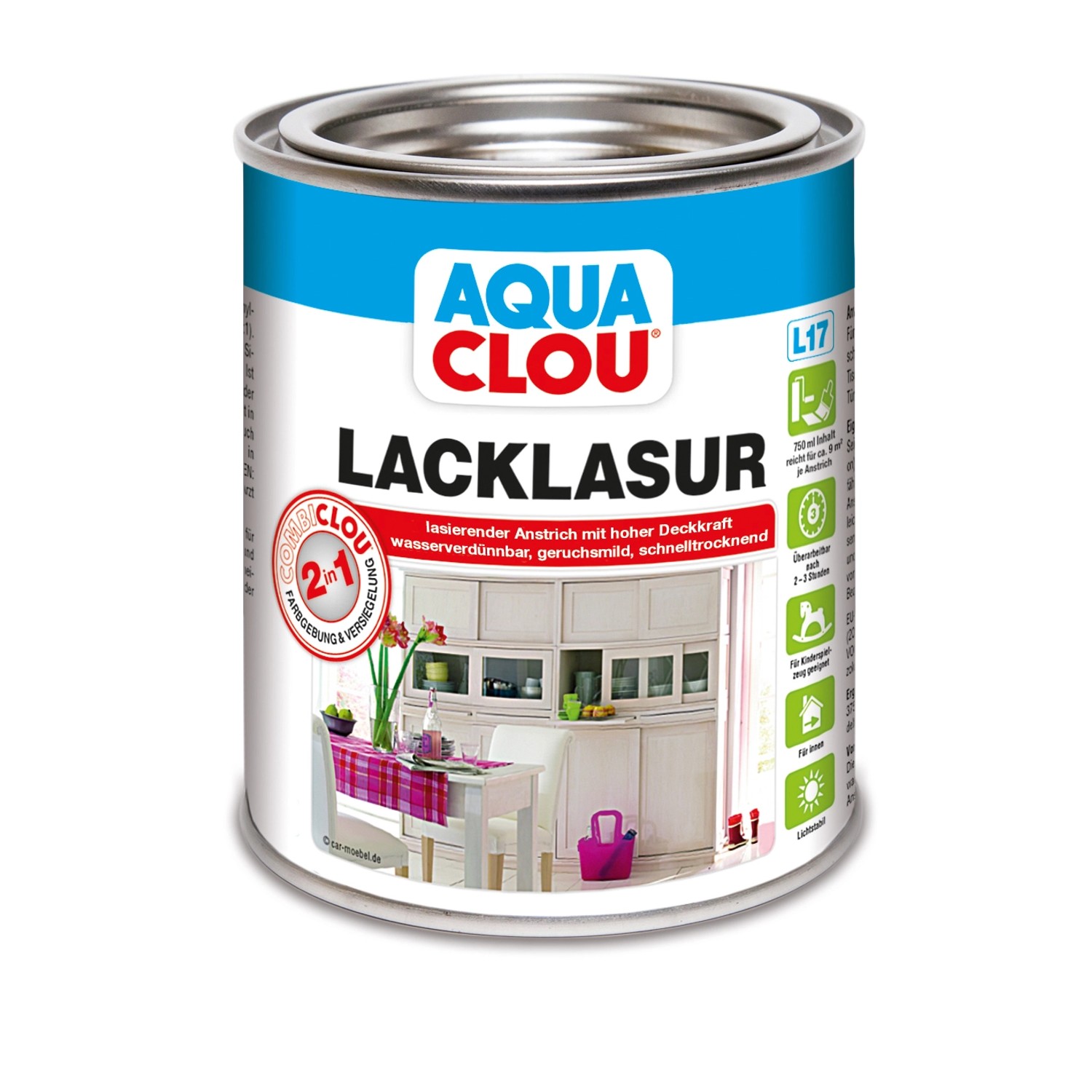 Aqua Combi-Clou Lack-Lasur Eiche Mittel 750 ml von CLOU