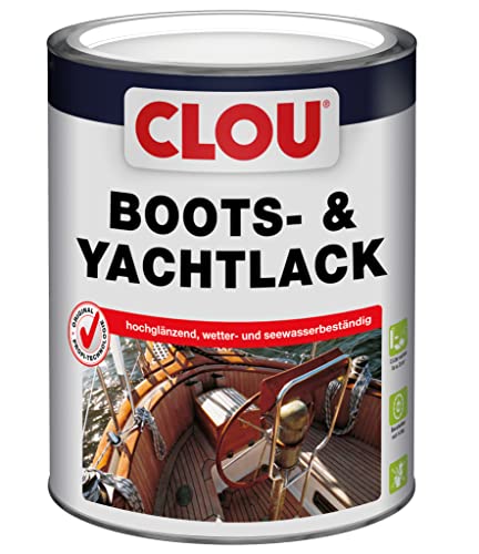 CLOU Boots- & Yachtlack: Hochglänzender Lack zur Pflege von Holz und Holzwerkstoffen im Außenbereich wie Sportboote, Möbel und Böden, farblos, 2,5L von CLOU