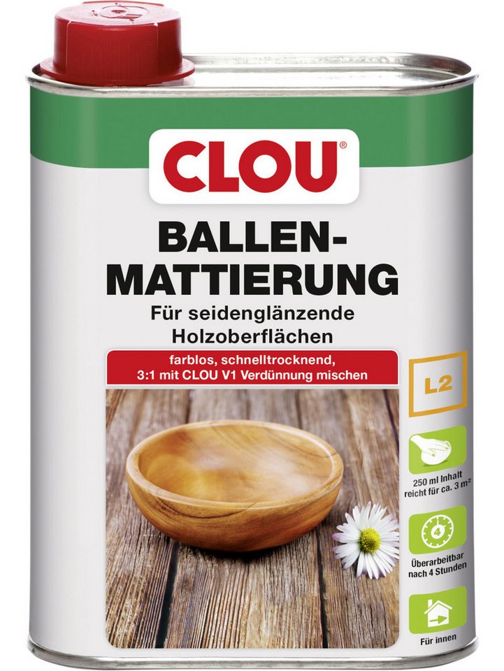 CLOU Clou Ballen Mattierung L2 250 ml farblos Holzpflegeöl von CLOU