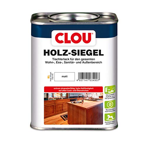 CLOU Holz-Siegel Tischlerlack: Premium Klarlack zur Lackierung von Möbeln, Treppen, Parkett und im Garten, matt, 0,75 L von CLOU