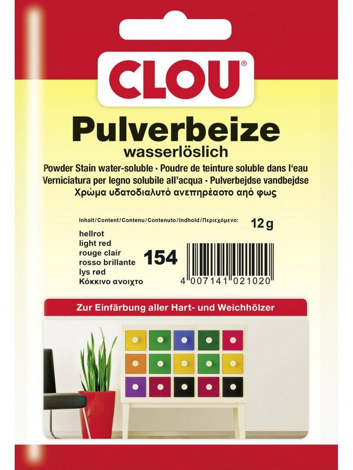 CLOU Holzbeize Clou Pulverbeize 12 g hellrot von CLOU