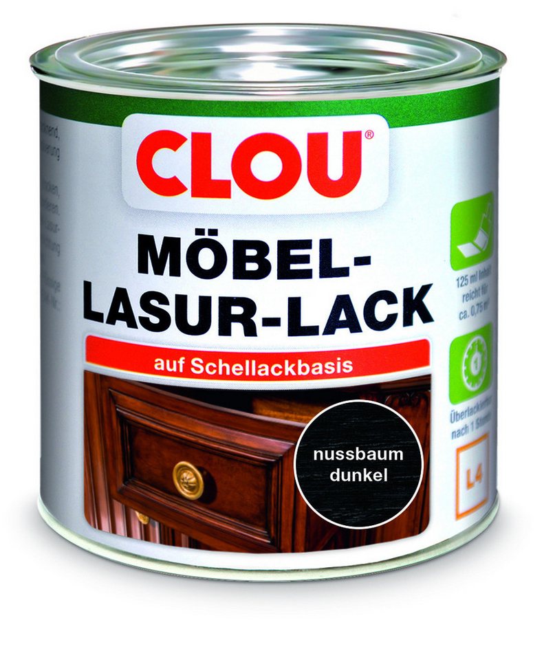 CLOU Holzlack Clou Möbel Lack L4 125 ml nussbaum dunkel von CLOU