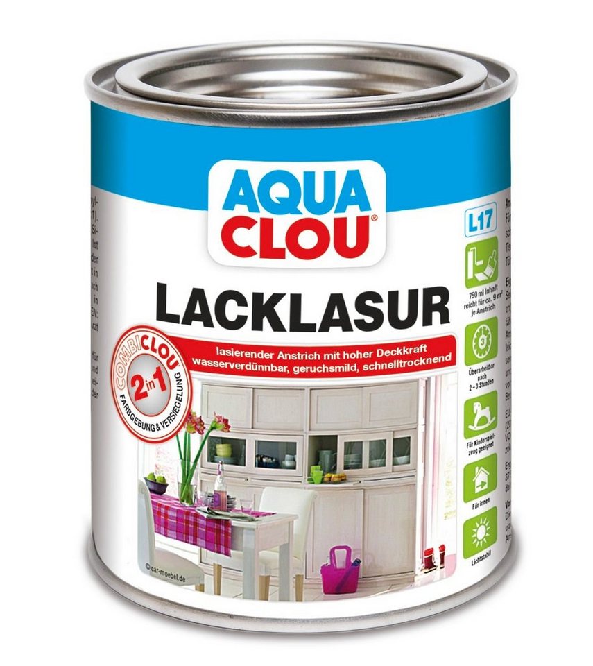 CLOU Holzschutzlasur CLOU Aqua Clou Lack Lasur L17 Weiß 750ml CLOU Holzschutzlasur CLOU Aqua Clou Lack Lasur L17 Weiß 750ml von CLOU