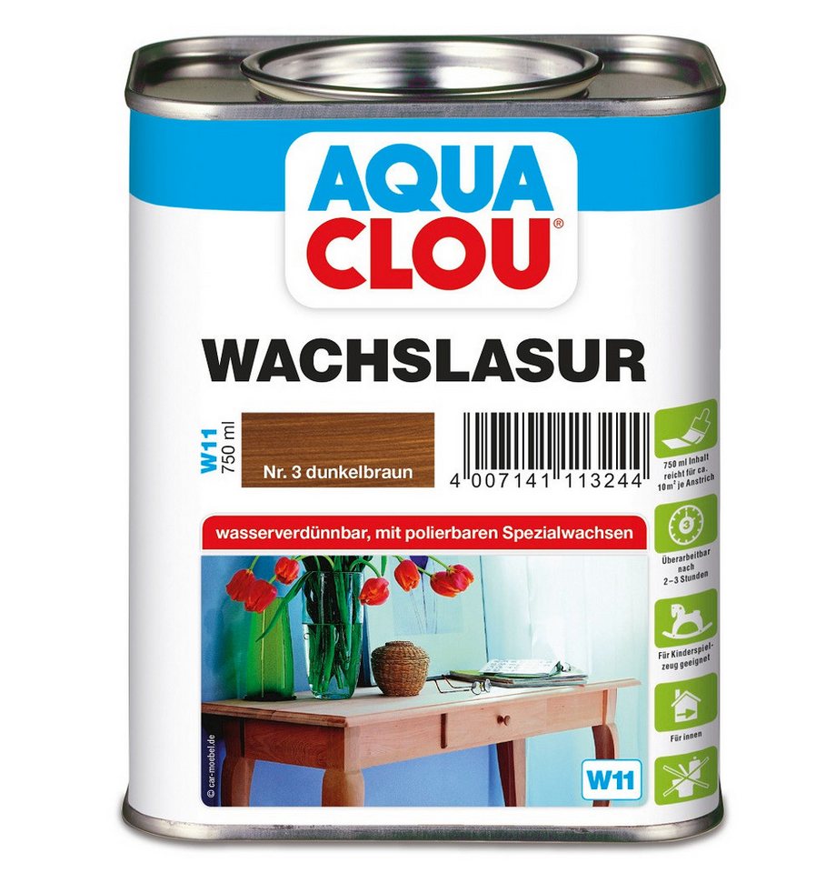 CLOU Holzschutzlasur CLOU Aqua Clou Wachs Lasur W11 Dunkelbraun 750ml CLOU Holzschutzlasur CLOU Aqua Clou Wachs Lasur W11 Dunkelbraun 750ml von CLOU