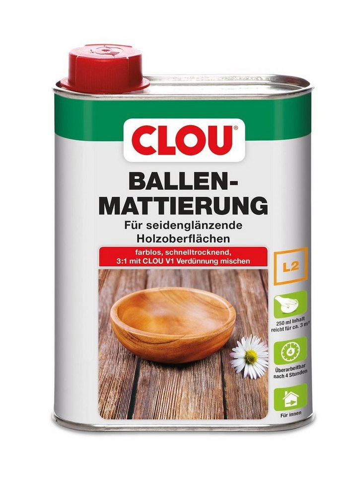 CLOU Holzschutzlasur CLOU Ballen Mattierung L2 Farblos 250ml CLOU Holzschutzlasur CLOU Ballen Mattierung L2 Farblos 250ml von CLOU