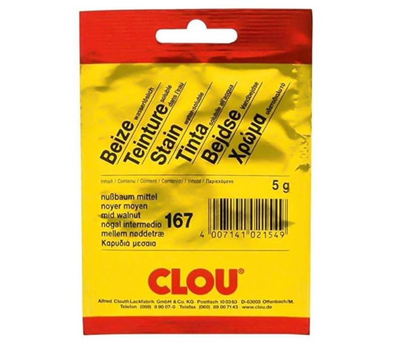 CLOU Pulverbeize CLOU Beize wasserlöslich Nußbaum mittel Nr. 167 für Wasser zum selbst von CLOU
