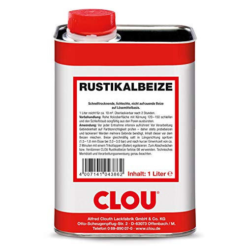 CLOU Rustikalbeize Farbton Nr. 2327 tiefschwarz 1 Liter Verfärbung Holz Betonung Maserung Beize von CLOU