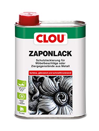 CLOU Zaponlack Schutzlackierung für Möbelbeschläge oder Ziergegenstände aus Metall im Innenbereich zum Anlaufschutz, 250ml von CLOU