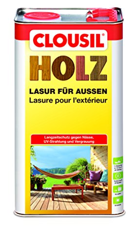 CLOUsil Holzlasur Holzschutzlasur für außen kastanie Nr. 10, 5L: Wetterschutz, UV-Schutz, Nässeschutz und Schimmel für alle Holzarten - in verschiedenen Farben von CLOU