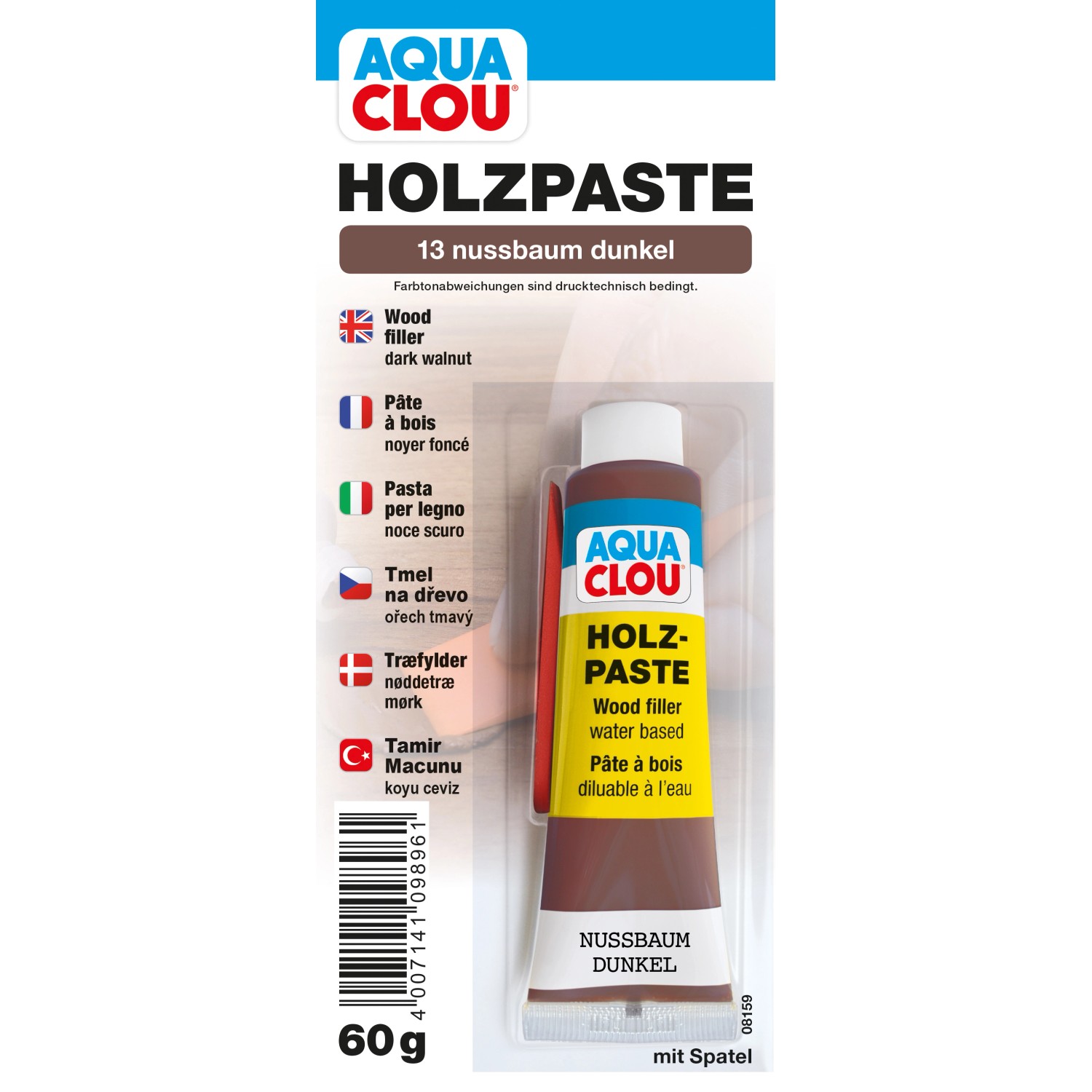 Clou Holzpaste wasserverdünnbar Nussbaum Dunkel 60 g von CLOU