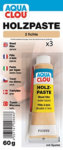 Clou Holzpaste zum Reparieren und Auskitten von Holzschäden fichte, 3×60 g: gebrauchsfertige Paste geeignet für den gesamten Innenbereich von CLOU