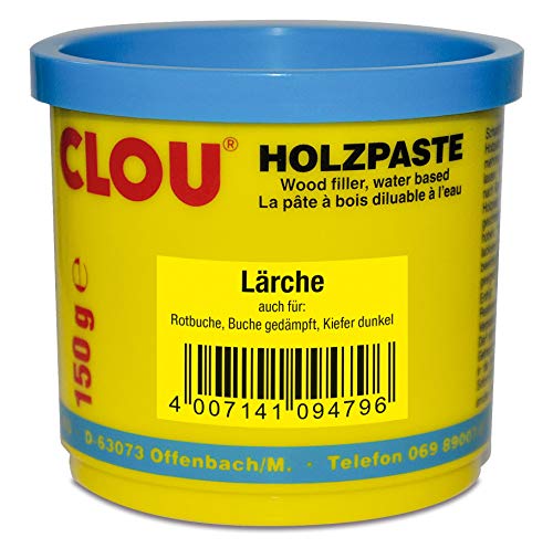 Clou Holzpaste zum Reparieren und Auskitten von Holzschäden lärche, 150g: gebrauchsfertige Paste geeignet für den gesamten Innenbereich von CLOU