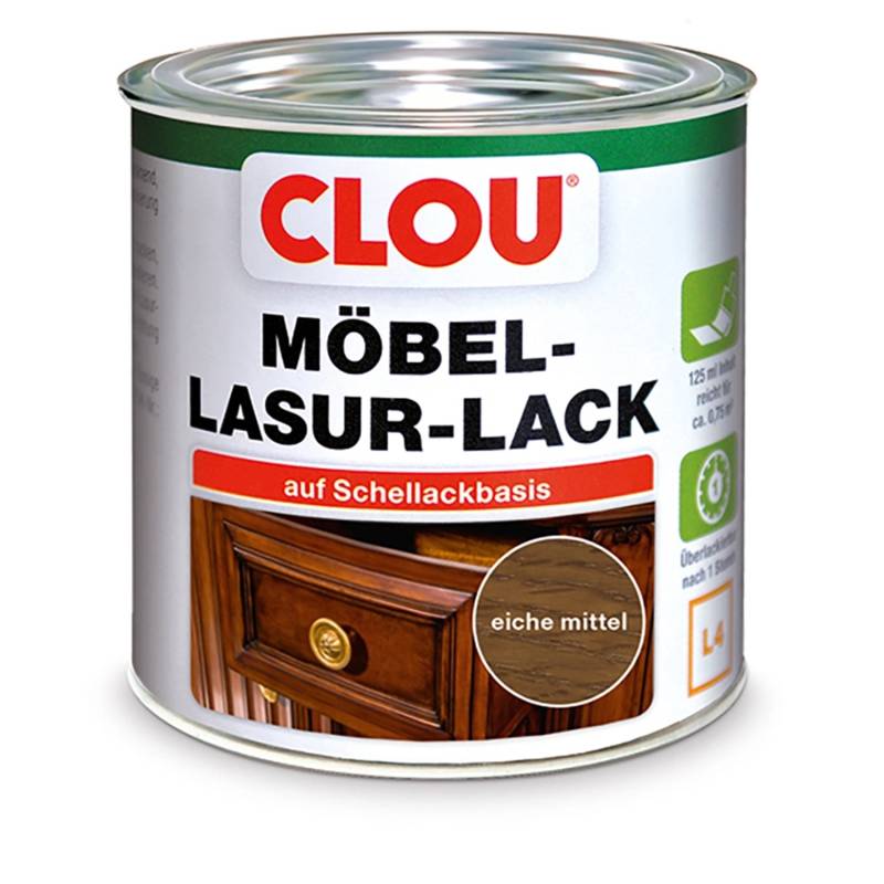 Clou Möbel-Lasur-Lack Eiche Mittel 125 ml von CLOU