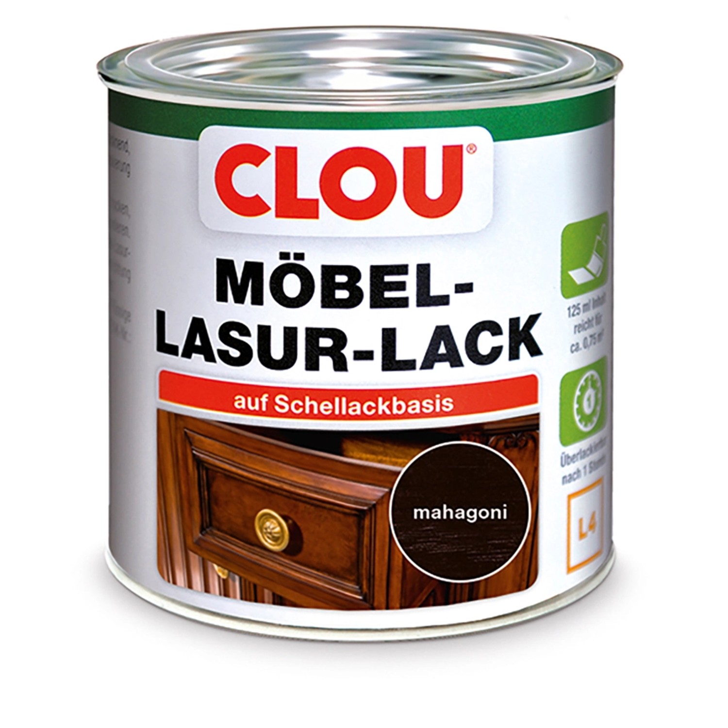 Clou Möbel-Lasur-Lack Mahagoni 125 ml von CLOU