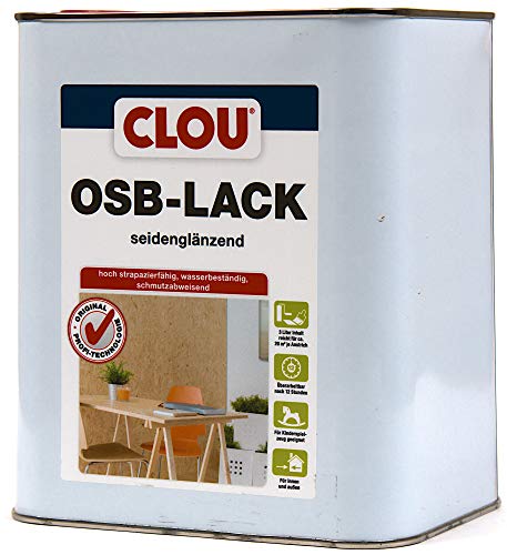 CLOU OSB Lack: Seidenglänzender Holzlack zur Versiegelung von OSB-Platten, farbloser Parkettlack, wasserabweisend, 3L von CLOU