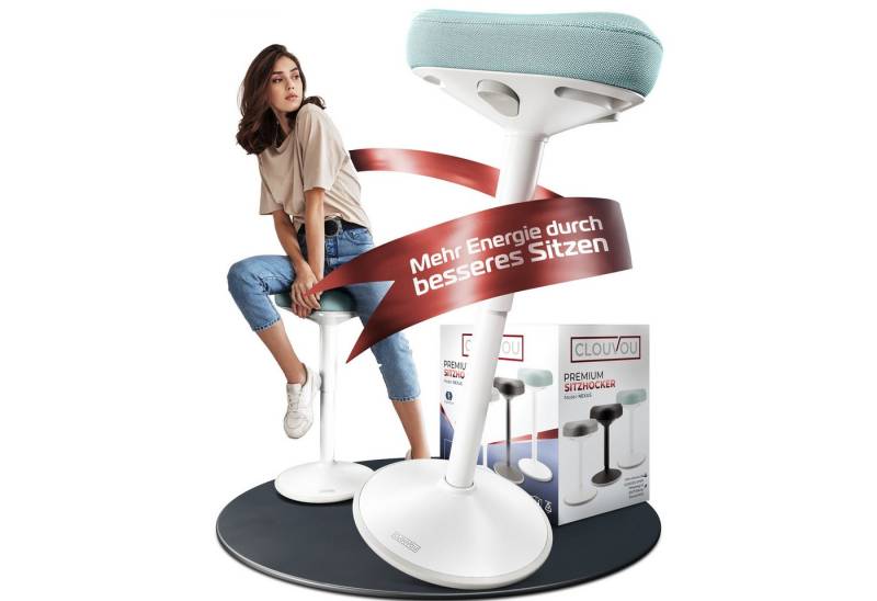 CLOUVOU Arbeitshocker Nexus Bürohocker - Ergonomischer Hocker Büro -, höhenverstellbar 57cm bis 82cm - Wackelhocker zur Stärkung des Rückens von CLOUVOU