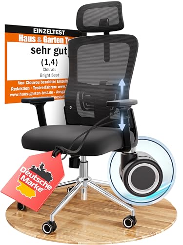 CLOUVOU BrightSeat Bürostuhl Ergonomisch [TESTSIEGER] Schreibtischstuhl 100% individuell einstellbar | Büro Stuhl & Gaming Stuhl | Computerstuhl Home Office Chair Ergonomic | Drehstuhl 150 kg von CLOUVOU