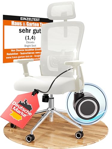 CLOUVOU BrightSeat Bürostuhl Ergonomisch [TESTSIEGER] Schreibtischstuhl 100% individuell einstellbar | Büro Stuhl & Gaming Stuhl | Computerstuhl Home Office Chair Ergonomic | Drehstuhl 150 kg von CLOUVOU