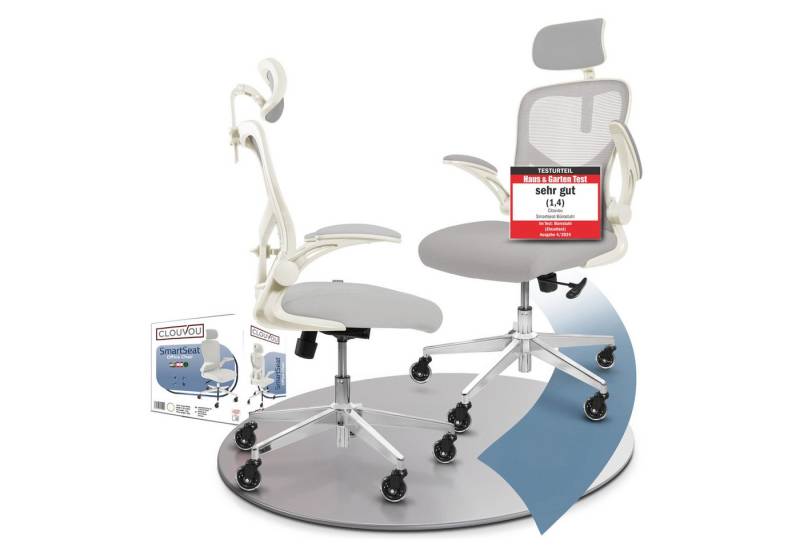 CLOUVOU Bürostuhl SmartSeat, Schreibtischstuhl, ergonomisch, Chefsessel, Blade Wheels, Homeoffice, Ergonomic Chair, Drehstuhl 150 kg von CLOUVOU