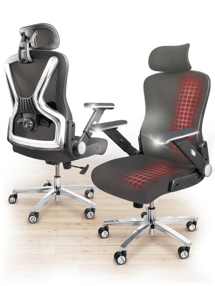 CLOUVOU Bürostuhl ergonomisch, Schreibtischstuhl bis 150 kg - Testsieger (PowerSeat - Chefsessel für Arbeitszimmer, 5D Gaming Armlehnen), Blade Wheels, Homeoffice, Gaming Stuhl, Drehstuhl), Blade Wheels, Homeoffice, Gaming Stuhl, Drehstuhl von CLOUVOU