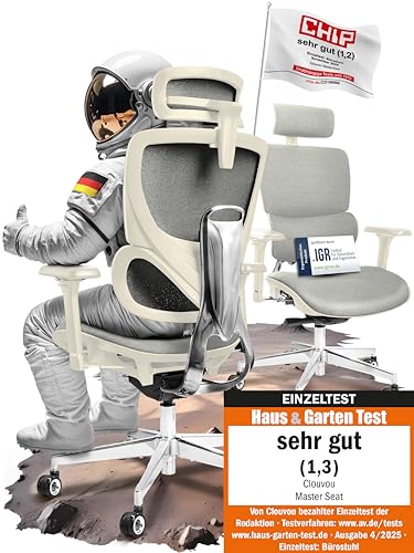 CLOUVOU MasterSeat Bürostuhl Ergonomisch [TESTSIEGER] Schreibtischstuhl 100% individuell einstellbar | Büro Stuhl & Gaming Stuhl | Computerstuhl Home Office Chair Ergonomic | Drehstuhl 150 kg von CLOUVOU