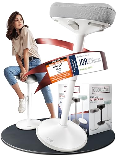 CLOUVOU Nexus Bürohocker ergonomisch [ORIGINAL] Stehhocker höhenverstellbar von 57cm bis 82cm - Ergonomischer Hocker Büro - Wackelhocker zur Stärkung des Rückens - Ergonomische Stehhilfe Büro von CLOUVOU