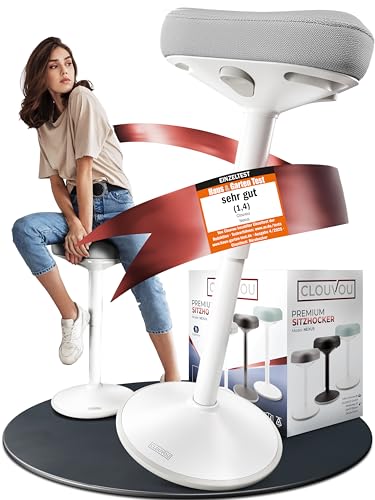 CLOUVOU Nexus Bürohocker ergonomisch [ORIGINAL] Stehhocker höhenverstellbar von 57cm bis 82cm - Ergonomischer Hocker Büro - Wackelhocker zur Stärkung des Rückens - Ergonomische Stehhilfe Büro von CLOUVOU