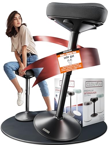 CLOUVOU Nexus Bürohocker ergonomisch [ORIGINAL] Stehhocker höhenverstellbar von 57cm bis 82cm - Ergonomischer Hocker Büro - Wackelhocker zur Stärkung des Rückens - Ergonomische Stehhilfe Büro von CLOUVOU