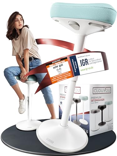 CLOUVOU Nexus Bürohocker ergonomisch [ORIGINAL] Stehhocker höhenverstellbar von 57cm bis 82cm - Ergonomischer Hocker Büro - Wackelhocker zur Stärkung des Rückens - Ergonomische Stehhilfe Büro von CLOUVOU