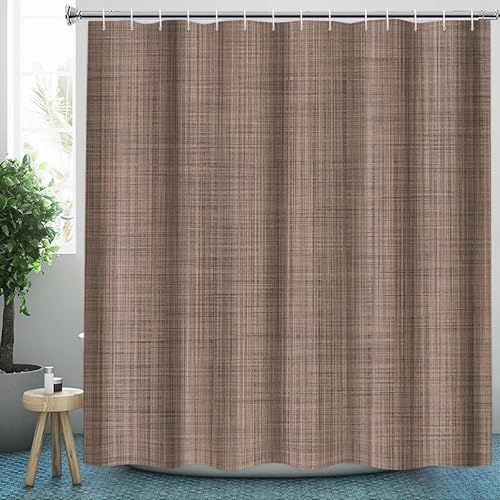 CLOXKS Braun Duschvorhang 180x200 Textil für Badezimmer, Polyester-Stoff Duschvorhänge Jahrgang & Zubehör-Set, Anti-Schimmel, Waschbar, Badewannenvorhang für Badewannen mit 12 Haken von CLOXKS