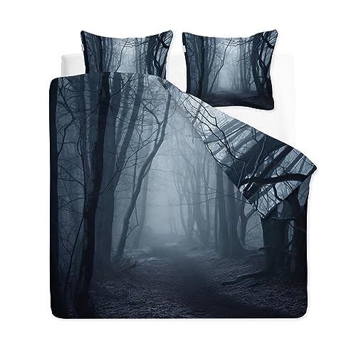 CLOXKS Mystischer Wald Bettwäsche Set 135x200 cm, Landschaft Muster Design, Bettbezug und Kissenbezug 2 teilig, Weiche Allergiker Microfaser Bettwäsche-Sets von CLOXKS