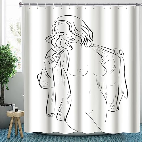 CLOXKS Wasserdichter Duschvorhänge Sexy, Nacktes Mädchen Duschvorhang 180x200 Anti-Schimmel - Duschvorhang Textil für Badewanne mit 12 Haken von CLOXKS