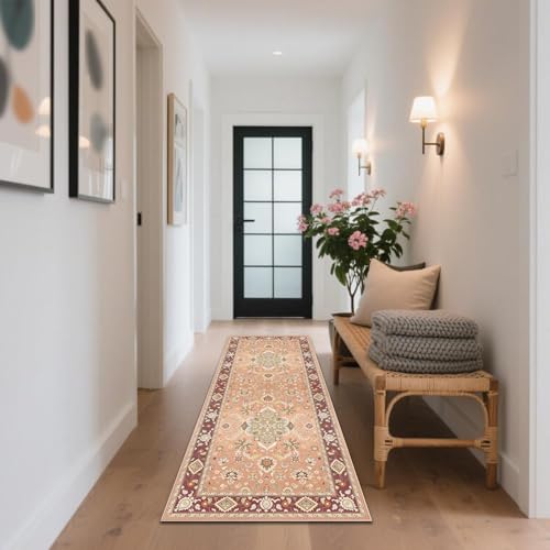 CLOYAO Flurteppich Läufer Lang Teppich Läufer rutschfest Flurläufer Küchenteppich Waschbar Korridor Teppiche Bettvorleger Waschbar für Eingang, Schlafzimmer, Waschküche, Esszimmer 100 x 450 cm von CLOYAO