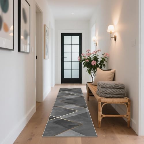 CLOYAO Flurteppich Läufer Lang Teppich Läufer rutschfest Flurläufer Küchenteppich Waschbar Korridor Teppiche Bettvorleger Waschbar für Eingang, Schlafzimmer, Waschküche, Esszimmer 110 x 220 cm von CLOYAO