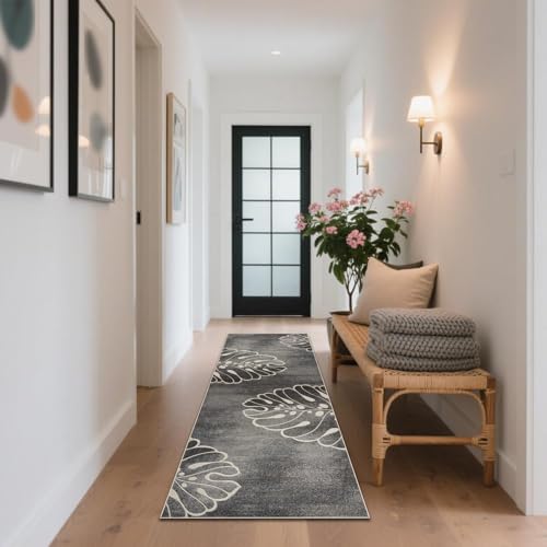 CLOYAO Flurteppich Läufer Lang Teppich Läufer rutschfest Flurläufer Küchenteppich Waschbar Korridor Teppiche Bettvorleger Waschbar für Eingang, Schlafzimmer, Waschküche, Esszimmer 110 x 300 cm von CLOYAO