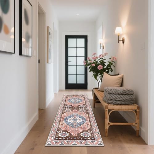 CLOYAO Flurteppich Läufer Lang Teppich Läufer rutschfest Flurläufer Küchenteppich Waschbar Korridor Teppiche Bettvorleger Waschbar für Eingang, Schlafzimmer, Waschküche, Esszimmer 70 x 130 cm von CLOYAO