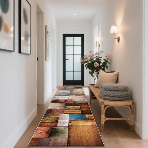 CLOYAO Teppich Läufer Flur Lang Küchenläufer Teppichläufer rutschfest Küche Teppiche Waschbar Bettvorlege Fußmatte Läufer für Flur Waschküche Eingang Wohnzimmer 110 x 450 cm von CLOYAO
